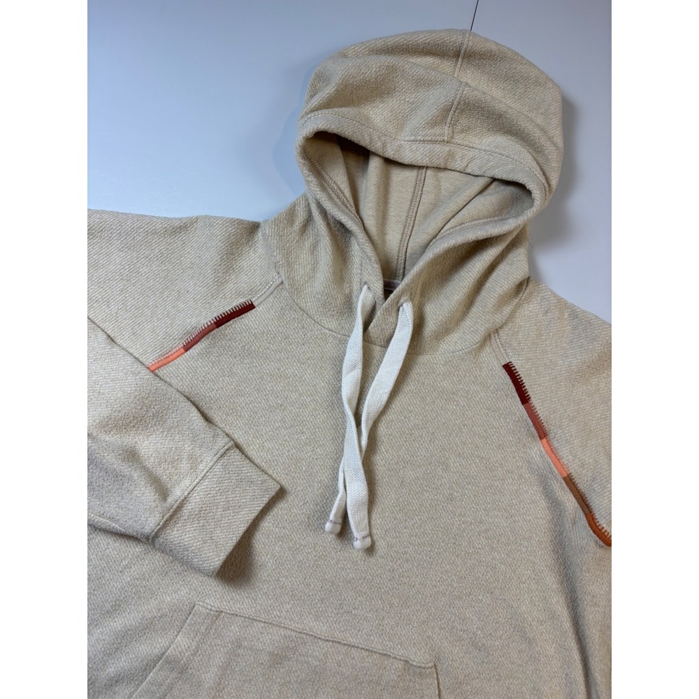 Faherty Legend Sweater Hoodie Women M Oatmeal Embellished Pullover